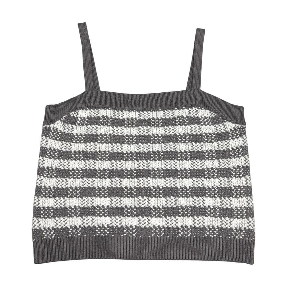 NWT 525 AMERICA Gingham Sweater Tank Top Womens Sz Small Slate Multi
